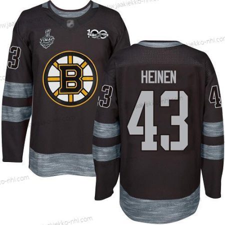 Miesten Boston Bruins #43 Danton Heinen Musta 1917-2017 100th Vuosipäivä 2019 Stanley Cup Final Bound Ommeltu Jääkiekko Paita