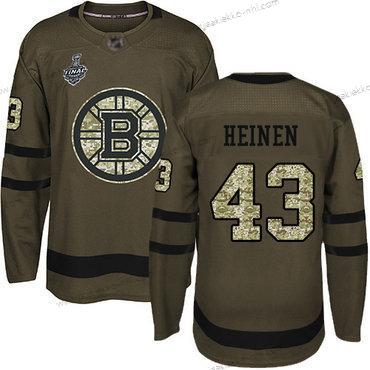 Miesten Boston Bruins #43 Danton Heinen Vihreä Salute to Service 2019 Stanley Cup Final Bound Ommeltu Jääkiekko Paita