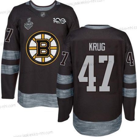 Miesten Boston Bruins #47 Torey Krug Musta 1917-2017 100th Vuosipäivä 2019 Stanley Cup Final Bound Ommeltu Jääkiekko Paita