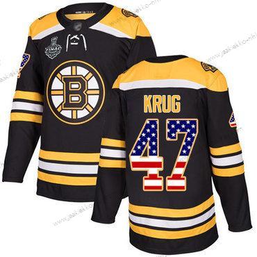 Miesten Boston Bruins #47 Torey Krug Musta Kotiottelupaita Aito USA Flag 2019 Stanley Cup Final Bound Ommeltu Jääkiekko Paita