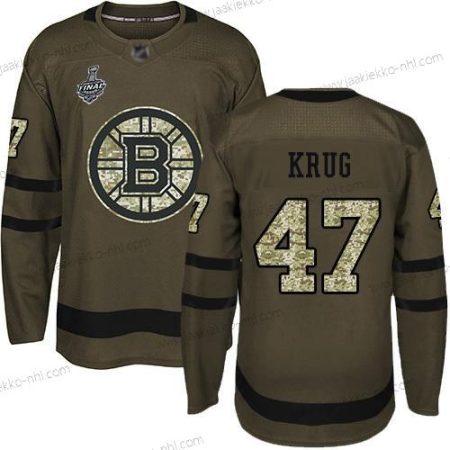 Miesten Boston Bruins #47 Torey Krug Vihreä Salute to Service 2019 Stanley Cup Final Bound Ommeltu Jääkiekko Paita