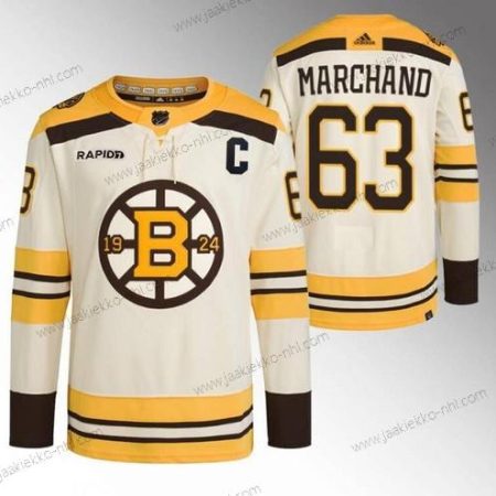 Miesten Boston Bruins #63 Brad Marchand Kerma With Rapid7 Patch 100th Vuosipäivä Ommeltu Paita