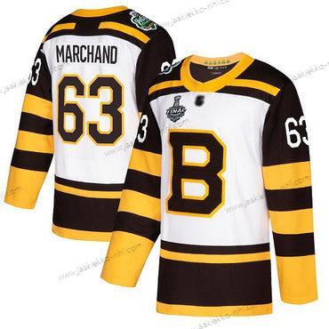 Miesten Boston Bruins #63 Brad Marchand Valkoinen Aito 2019 Talvi Klassinen 2019 Stanley Cup Final Bound Ommeltu Jääkiekko Paita