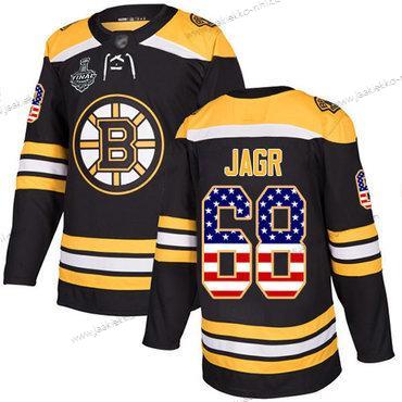 Miesten Boston Bruins #68 Jaromir Jagr Musta Kotiottelupaita Aito USA Flag 2019 Stanley Cup Final Bound Ommeltu Jääkiekko Paita