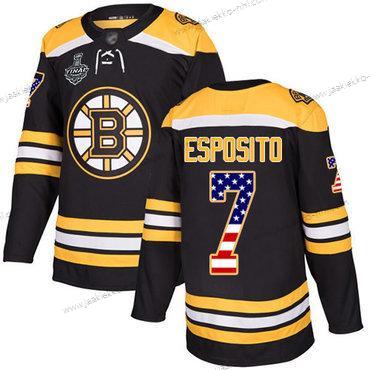 Miesten Boston Bruins #7 Phil Esposito Musta Kotiottelupaita Aito USA Flag 2019 Stanley Cup Final Bound Ommeltu Jääkiekko Paita