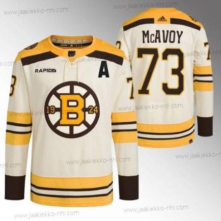 Miesten Boston Bruins #73 Charlie Mcavoy Kerma With Rapid7 Patch 100th Vuosipäivä Ommeltu Paita