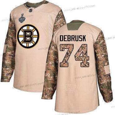 Miesten Boston Bruins #74 Jake Debrusk Maastokuvio Aito 2017 Veterans Day 2019 Stanley Cup Final Bound Ommeltu Jääkiekko Paita