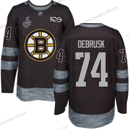 Miesten Boston Bruins #74 Jake Debrusk Musta 1917-2017 100th Vuosipäivä 2019 Stanley Cup Final Bound Ommeltu Jääkiekko Paita