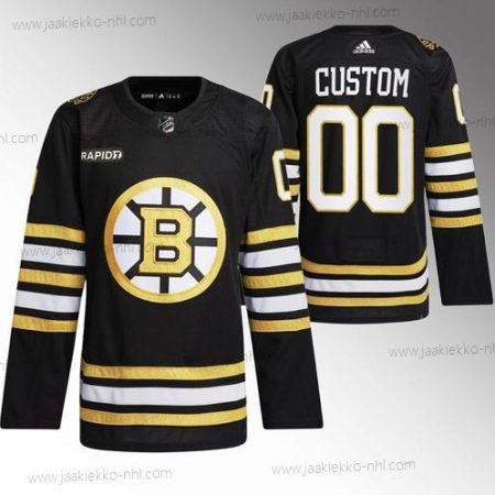 Miesten Boston Bruins Mukautettu Musta With Rapid7 Patch 100th Vuosipäivä Ommeltu Paita