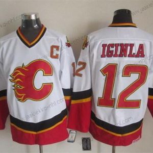 Miesten Calgary Flames #12 Jarome Iginla 2003 Valkoinen Retro CCM Paita