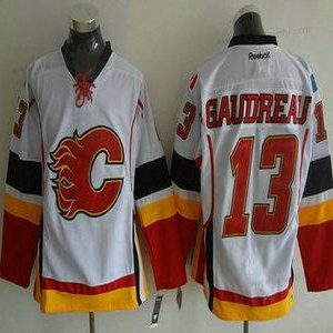 Miesten Calgary Flames #13 Johnny Gaudreau Reebok Valkoinen Kolmas paita Premier Jääkiekko Paita