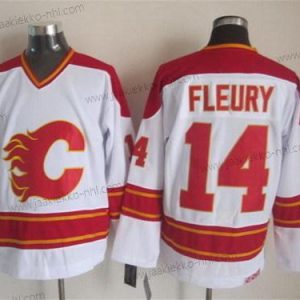 Miesten Calgary Flames #14 Theoren Fleury Valkoinen Retro CCM Paita