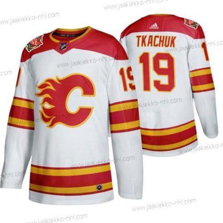 Miesten Calgary Flames #19 Matthew Tkachuk 2019 Heritage Klassinen Aito Valkoinen Paita