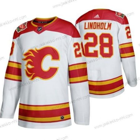 Miesten Calgary Flames #28 Elias Lindholm 2019 Heritage Klassinen Aito Valkoinen Paita