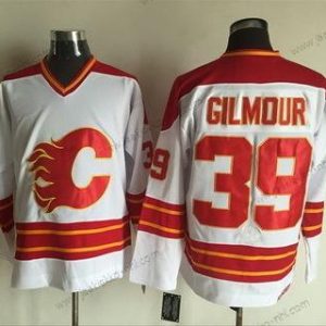 Miesten Calgary Flames #39 Doug Gilmour 1980-81 Valkoinen CCM Vintage Paita