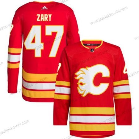 Miesten Calgary Flames #47 Connor Zary Punainen Ommeltu Paita