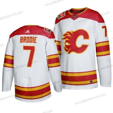 Miesten Calgary Flames #7 T. J. Brodie 2019-20 Valkoinen Heritage Aito Klassinen Paita