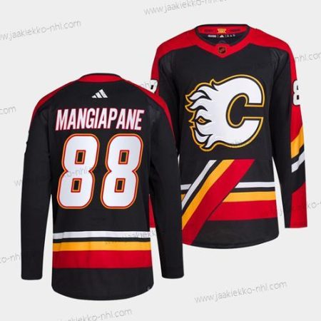 Miesten Calgary Flames #88 Andrew Mangiapane Musta 2022-23 Käänteinen Retro Ommeltu Paita