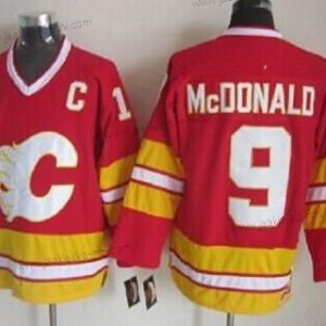 Miesten Calgary Flames #9 Lanny Mcdonald Punainen Vieraspaita Retro CCM Paita