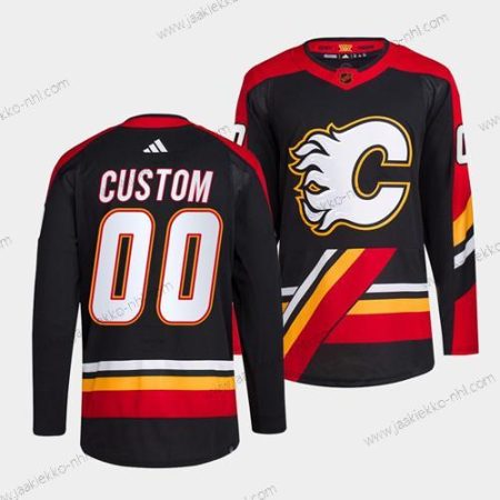 Miesten Calgary Flames Mukautettu Musta 2022-23 Käänteinen Retro Ommeltu Paita