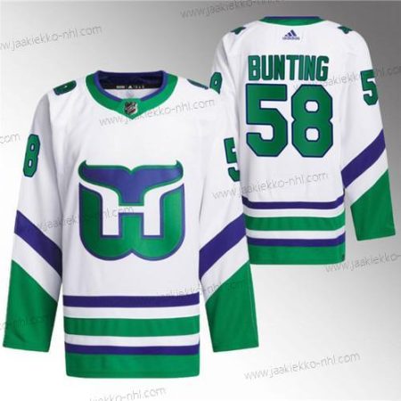 Miesten Carolina Hurricanes #58 Michael Bunting Valkoinen 2023-24 Ommeltu Paita