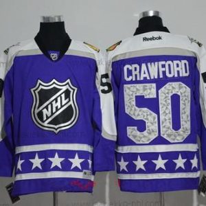 Miesten Central Division Chicago Blackhawks #50 Corey Crawford Reebok Violetti 2017 NHL All-Star Ommeltu Jääkiekko Paita