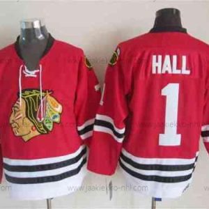 Miesten Chicago Blackhawks #1 Glenn Hall 1957-58 Punainen Vintage Paita