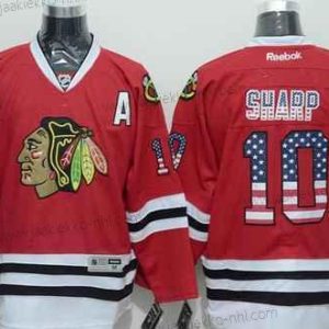 Miesten Chicago Blackhawks #10 Patrick Sharp USA Flag Punainen Paita