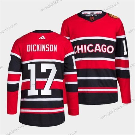 Miesten Chicago Blackhawks #17 Jason Dickinson Punainen Musta 2022 Käänteinen Retro Ommeltu Paita