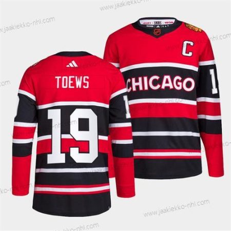 Miesten Chicago Blackhawks #19 Jonathan Toews Punainen Musta 2022 Käänteinen Retro Ommeltu Paita