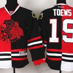 Miesten Chicago Blackhawks #19 Jonathan Toews Punainen/Musta Two Tone With Punainen Skulls Paita