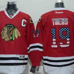 Miesten Chicago Blackhawks #19 Jonathan Toews USA Flag Punainen Paita