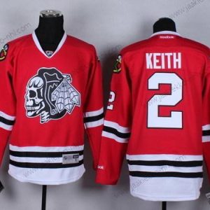 Miesten Chicago Blackhawks #2 Duncan Keith Punainen With Musta Skulls Paita