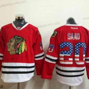 Miesten Chicago Blackhawks #20 Brandon Saad USA Flag Punainen Paita