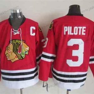 Miesten Chicago Blackhawks #3 Pierre Pilote 1957-58 Punainen Vintage Paita