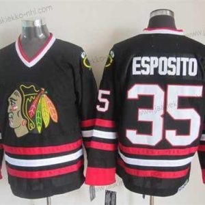 Miesten Chicago Blackhawks #35 Tony Esposito Musta CCM Vintage Paita