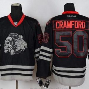 Miesten Chicago Blackhawks #50 Corey Crawford Musta Ice Skulls Paita