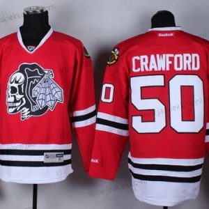 Miesten Chicago Blackhawks #50 Corey Crawford Punainen With Musta Skulls Paita