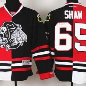 Miesten Chicago Blackhawks #65 Andrew Shaw Punainen/Musta Two Tone With Musta Skulls Paita