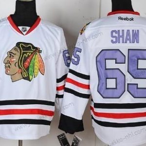 Miesten Chicago Blackhawks #65 Andrew Shaw Valkoinen With Violetti Paita