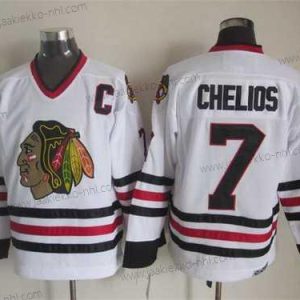 Miesten Chicago Blackhawks #7 Chris Chelios Valkoinen CCM Vintage Paita