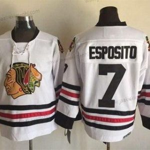 Miesten Chicago Blackhawks #7 Tony Esposito 1999 Valkoinen CCM Vintage Paita