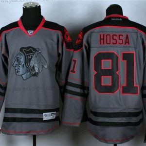 Miesten Chicago Blackhawks #81 Marian Hossa Charcoal Harmaa Paita