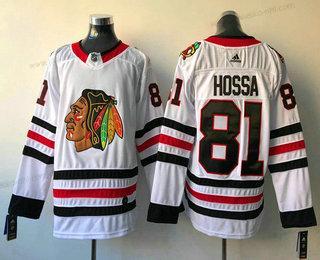 Miesten Chicago Blackhawks #81 Marian Hossa Valkoinen 2017-2018 Jääkiekko Ommeltu NHL Paita