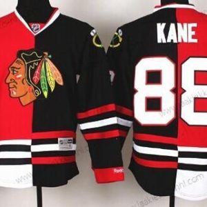 Miesten Chicago Blackhawks #88 Patrick Kane Punainen #2 Musta Two Tone Paita