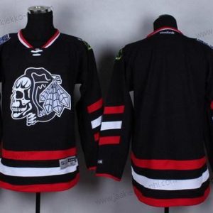 Miesten Chicago Blackhawks Tyhjä 2014 Stadium Series Musta With Musta Skulls Paita