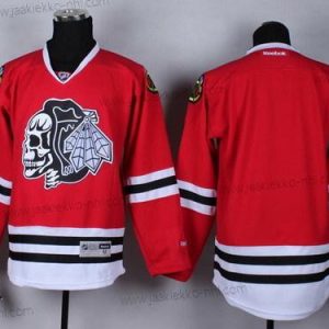 Miesten Chicago Blackhawks Tyhjä Punainen With Musta Skulls Paita