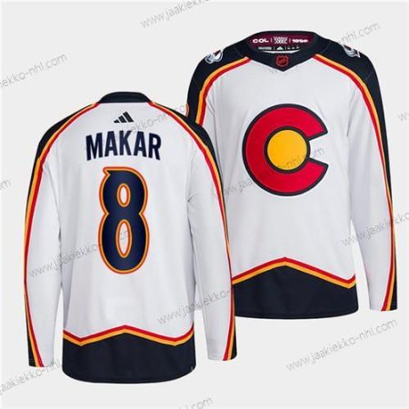 Miesten Colorado Avalanche #8 Cale Makar Valkoinen 2022-23 Käänteinen Retro Ommeltu Paita