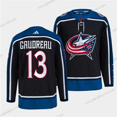 Miesten Columbus Blue Jackets #13 Johnny Gaudreau Laivastonsininen 2022 Käänteinen Retro Ommeltu Paita