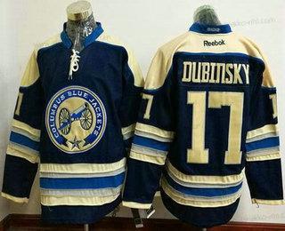 Miesten Columbus Blue Jackets #17 Brandon Dubinsky Sininen Vieraspaita Ommeltu NHL Reebok Jääkiekko Paita